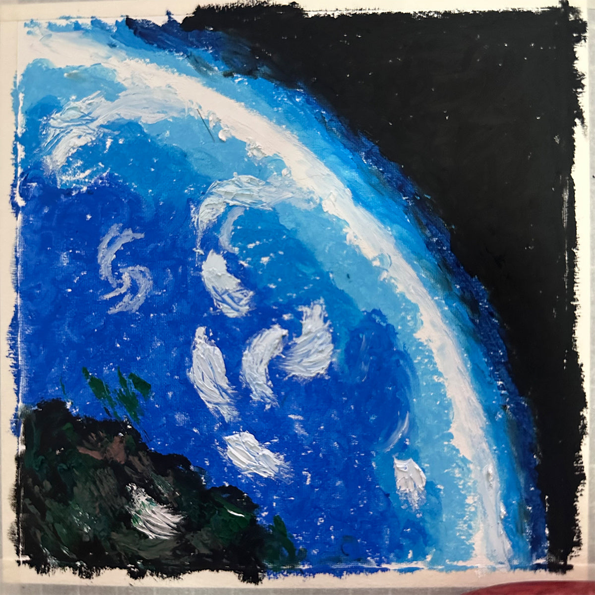earth oil pastel painting handmade space artwork